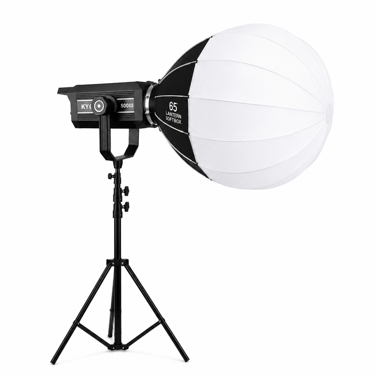 کیت ویدیولایت KY-BK500III ظرفیت ۵۰۰ وات به همراه سافت باکس بالونی (لنترن) پرتابل 65سانتی متر و سه پایه حرفه ای