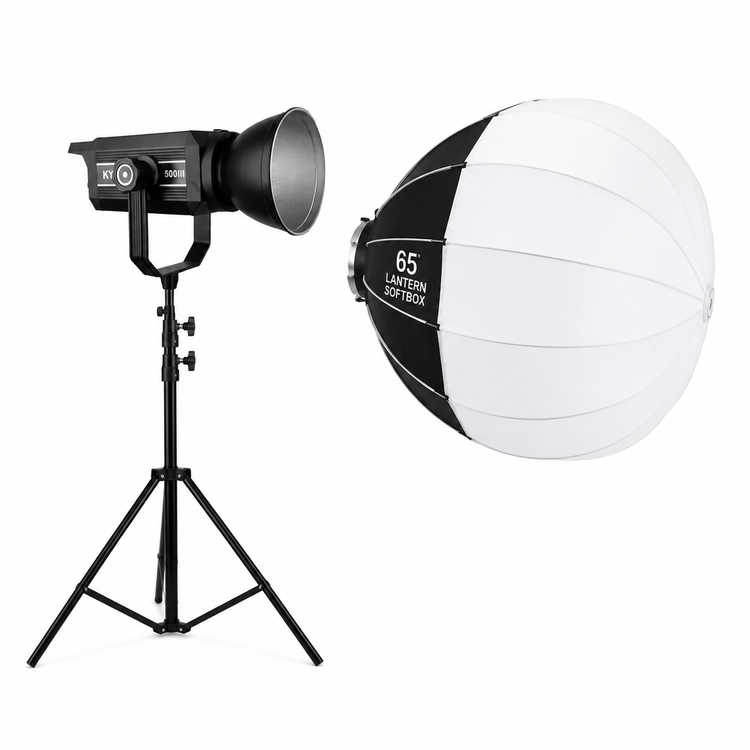 کیت ویدیولایت KY-BK500III ظرفیت ۵۰۰ وات به همراه سافت باکس بالونی (لنترن) پرتابل 65سانتی متر و سه پایه حرفه ای